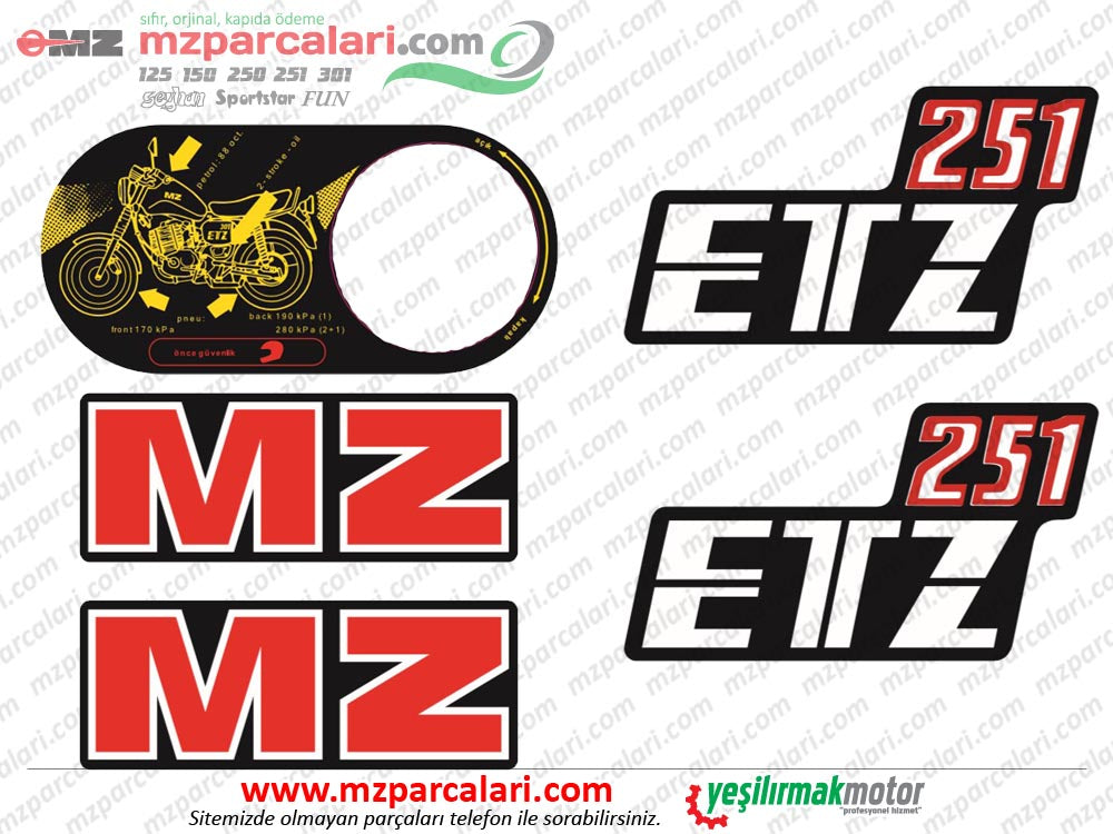 MZ 251 Etiket Takımı - Eski Model