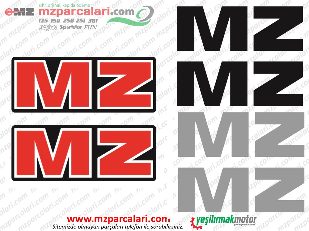 MZ 125, 150, 250, 251, 301, 500 MZ Harf Etiketi