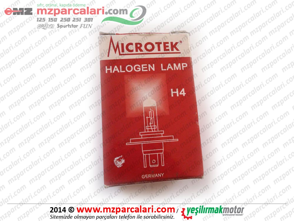 MZ 125, 150, 250, 251, 301, 500 Far Ampülü, Halogen H4 - 12V 55/60W