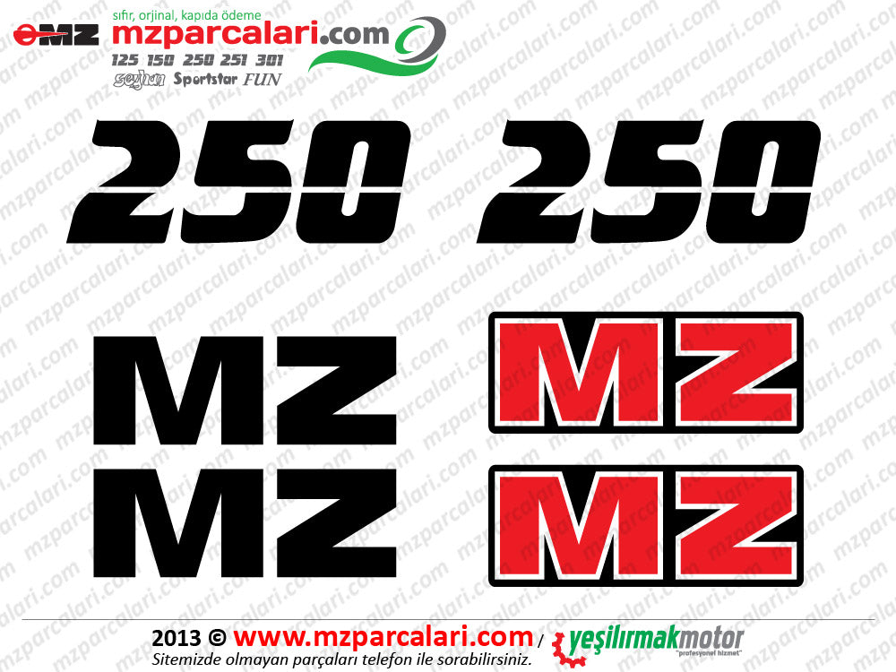 MZ 250 Etiket Takımı