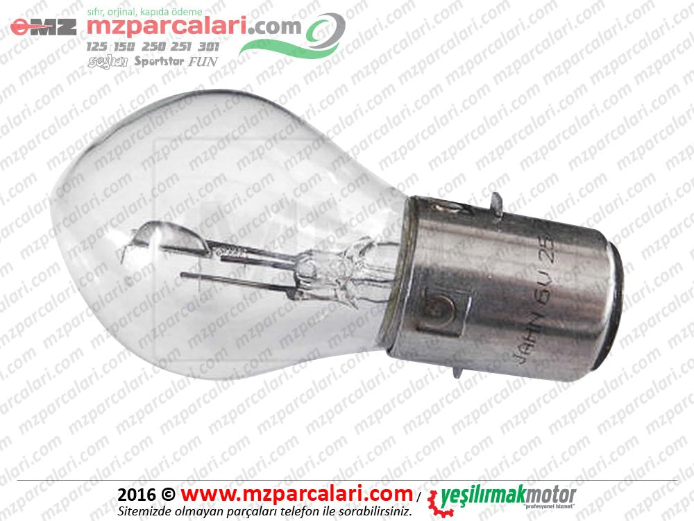 MZ RT 125, BK 350, SİMSON Far Ampulü - 6V Balon Tip